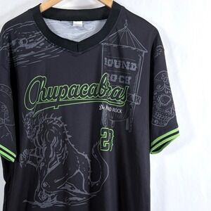 Round Rock Chupacabras Baseball Jersey Men's XL Black Neon Green Graphic Print